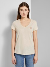 T-shirt met V-hals - Vrouwen - soft creme beige T-shirt met V-hals - Vrouwen - soft creme beige - 1 - TOM TAILOR Denim
