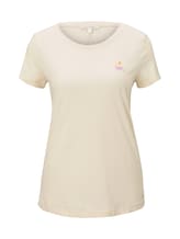 TOM TAILOR DENIM Damen T-Shirt mit dezentem Print, beige, unifarben, Gr.XXL