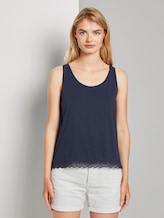 Relaxed Top mit Spitzenborte - Frauen - Real Navy Blue Relaxed Top mit Spitzenborte - Frauen - Real Navy Blue - 1 - TOM TAILOR Denim