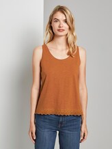 Relaxed Top met Kanten Trim - Vrouwen - mango brown Relaxed Top met Kanten Trim - Vrouwen - mango brown - 1 - TOM TAILOR Denim