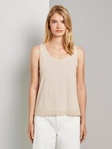 Relaxed Top mit Spitzenborte - Frauen - soft creme beige Relaxed Top mit Spitzenborte - Frauen - soft creme beige - 1 - TOM TAILOR Denim