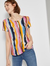 T-shirt with cut-out details - Women - wavy multicolor stripes T-shirt with cut-out details - Women - wavy multicolor stripes - 5 - TOM TAILOR Denim