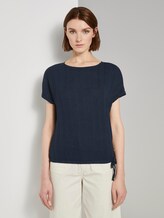 T-Shirt mit elastischem Bund - Frauen - Real Navy Blue T-Shirt mit elastischem Bund - Frauen - Real Navy Blue - 1 - TOM TAILOR Denim