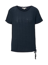 TOM TAILOR DENIM Damen T-Shirt mit elastischem Bund, blau, Gr.M