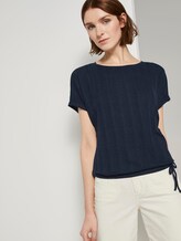T-Shirt mit elastischem Bund - Frauen - Real Navy Blue T-Shirt mit elastischem Bund - Frauen - Real Navy Blue - 5 - TOM TAILOR Denim