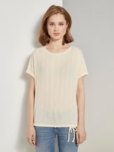 T-Shirt mit elastischem Bund - Frauen - soft creme beige T-Shirt mit elastischem Bund - Frauen - soft creme beige - 1 - TOM TAILOR Denim