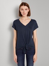 T-Shirt mit Knoten-Detail - Frauen - Real Navy Blue T-Shirt mit Knoten-Detail - Frauen - Real Navy Blue - 1 - TOM TAILOR Denim