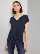 T-Shirt mit Knoten-Detail - Frauen - Real Navy Blue T-Shirt mit Knoten-Detail - Frauen - Real Navy Blue - 5 - TOM TAILOR Denim