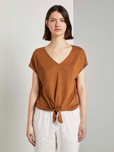 T-Shirt mit Knoten-Detail - Frauen - mango brown T-Shirt mit Knoten-Detail - Frauen - mango brown - 1 - TOM TAILOR Denim