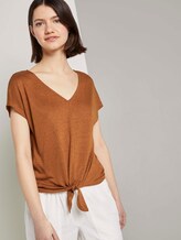T-Shirt mit Knoten-Detail - Frauen - mango brown T-Shirt mit Knoten-Detail - Frauen - mango brown - 5 - TOM TAILOR Denim