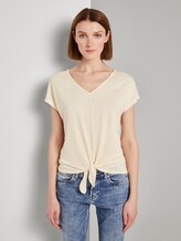 T-Shirt mit Knoten-Detail - Frauen - soft creme beige T-Shirt mit Knoten-Detail - Frauen - soft creme beige - 1 - TOM TAILOR Denim