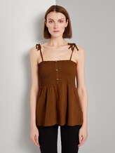 Top mit Raffungen - Frauen - mango brown Top mit Raffungen - Frauen - mango brown - 1 - TOM TAILOR Denim