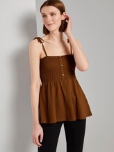 Top mit Raffungen - Frauen - mango brown Top mit Raffungen - Frauen - mango brown - 5 - TOM TAILOR Denim