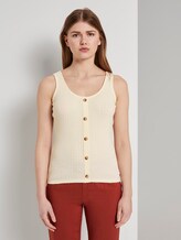 Ribbed top with a button tab - Women - soft creme beige Ribbed top with a button tab - Women - soft creme beige - 1 - TOM TAILOR Denim