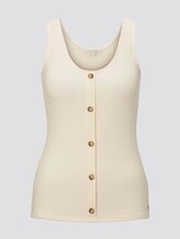 Ribbed top with a button tab - Women - soft creme beige Ribbed top with a button tab - Women - soft creme beige - 7 - TOM TAILOR Denim