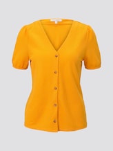 Textured T-shirt with a button tab - Women - orange yellow Textured T-shirt with a button tab - Women - orange yellow - 7 - TOM TAILOR Denim