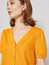 Textured T-shirt with a button tab - Women - orange yellow Textured T-shirt with a button tab - Women - orange yellow - 9 - TOM TAILOR Denim