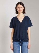 Relaxed T-shirt with bow details - Women - Real Navy Blue Relaxed T-shirt with bow details - Women - Real Navy Blue - 1 - TOM TAILOR Denim