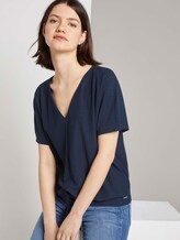 Relaxed T-shirt with bow details - Women - Real Navy Blue Relaxed T-shirt with bow details - Women - Real Navy Blue - 5 - TOM TAILOR Denim