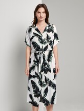 Flowing midi dress with a print - Women - ecru tropical leaves design Flowing midi dress with a print - Women - ecru tropical leaves design - 1 - Mine to five
