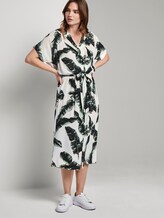 Flowing midi dress with a print - Women - ecru tropical leaves design Flowing midi dress with a print - Women - ecru tropical leaves design - 5 - Mine to five