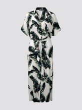 Flowing midi dress with a print - Women - ecru tropical leaves design Flowing midi dress with a print - Women - ecru tropical leaves design - 7 - Mine to five