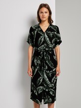 Flowing midi dress with a print - Women - black tropical leaves design Flowing midi dress with a print - Women - black tropical leaves design - 1 - Mine to five