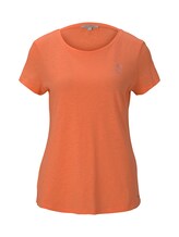 TOM TAILOR DENIM Damen T-Shirt mit platziertem Print, orange, Gr.M