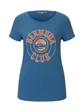 TOM TAILOR DENIM Damen T-Shirt mit platziertem Print, blau, Gr.M