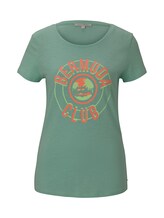 TOM TAILOR DENIM Damen T-Shirt mit platziertem Print, grün, Gr.L