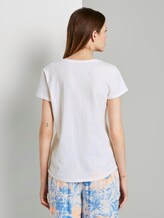 Meliertes T-Shirt mit V-Ausschnitt - Frauen - white with neon papaya Meliertes T-Shirt mit V-Ausschnitt - Frauen - white with neon papaya - 2 - TOM TAILOR Denim