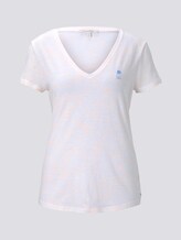 Meliertes T-Shirt mit V-Ausschnitt - Frauen - white with neon papaya Meliertes T-Shirt mit V-Ausschnitt - Frauen - white with neon papaya - 7 - TOM TAILOR Denim