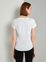 Mottled T-shirt with a V-neckline - Women - white with blue Mottled T-shirt with a V-neckline - Women - white with blue - 2 - TOM TAILOR Denim