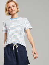 Loose T-shirt with a colourful print - Women - blue white stripe with palms Loose T-shirt with a colourful print - Women - blue white stripe with palms - 5 - TOM TAILOR Denim