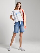 Short T-shirt with knot details and a print - Women - Off White Short T-shirt with knot details and a print - Women - Off White - 3 - TOM TAILOR Denim