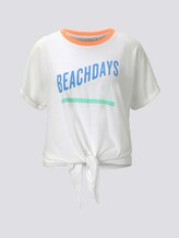 Short T-shirt with knot details and a print - Women - Off White Short T-shirt with knot details and a print - Women - Off White - 7 - TOM TAILOR Denim