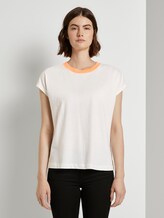 Schlichtes T-Shirt mit Stehkragen - Frauen - Off White Schlichtes T-Shirt mit Stehkragen - Frauen - Off White - 1 - TOM TAILOR Denim
