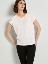 Schlichtes T-Shirt mit Stehkragen - Frauen - Off White Schlichtes T-Shirt mit Stehkragen - Frauen - Off White - 5 - TOM TAILOR Denim