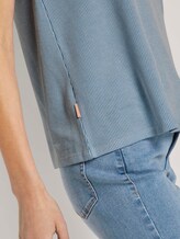 Striped top with ruffled cap sleeves - Women - blue white stripe Striped top with ruffled cap sleeves - Women - blue white stripe - 10 - TOM TAILOR Denim