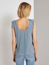 Striped top with ruffled cap sleeves - Women - blue white stripe Striped top with ruffled cap sleeves - Women - blue white stripe - 2 - TOM TAILOR Denim