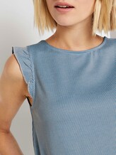 Striped top with ruffled cap sleeves - Women - blue white stripe Striped top with ruffled cap sleeves - Women - blue white stripe - 9 - TOM TAILOR Denim