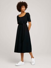 Midi Jurk met Carree-Hals - Vrouwen - Deep Black Midi Jurk met Carree-Hals - Vrouwen - Deep Black - 3 - Mine to five