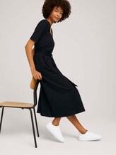 Midi Jurk met Carree-Hals - Vrouwen - Deep Black Midi Jurk met Carree-Hals - Vrouwen - Deep Black - 5 - Mine to five