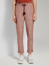 Loose-fit linen-blend trousers - Women - brown white vertical stripe Loose-fit linen-blend trousers - Women - brown white vertical stripe - 1 - TOM TAILOR