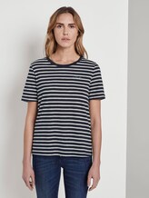 T-Shirt mit Print - Frauen - navy offwhite stripe T-Shirt mit Print - Frauen - navy offwhite stripe - 1 - TOM TAILOR