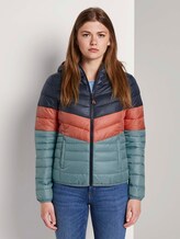 Lightweight quilted jacket with a hood - Women - blue coral colorblock Lightweight quilted jacket with a hood - Women - blue coral colorblock - 1 - TOM TAILOR Denim
