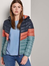 Lightweight quilted jacket with a hood - Women - blue coral colorblock Lightweight quilted jacket with a hood - Women - blue coral colorblock - 5 - TOM TAILOR Denim