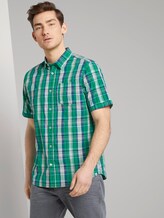 Kariertes Kurzarmhemd mit Brusttasche - Männer - green base blue check Kariertes Kurzarmhemd mit Brusttasche - Männer - green base blue check - 5 - TOM TAILOR