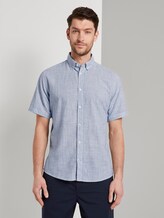 Kurzarm-Hemd mit Streifenmuster - Männer - blue turquoise stripe Kurzarm-Hemd mit Streifenmuster - Männer - blue turquoise stripe - 1 - TOM TAILOR