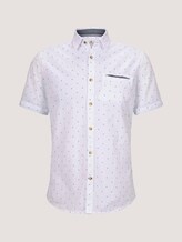 Gemustertes Kurzarmhemd mit Paspeltasche im Slim Fit - Männer - white navy scattered design Gemustertes Kurzarmhemd mit Paspeltasche im Slim Fit - Männer - white navy scattered design - 7 - TOM TAILOR
